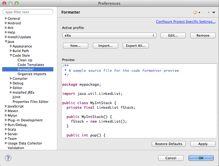 Eclipse Formatter Cleanup